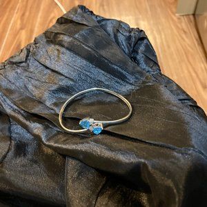 Silver Bracelet with two Aquamarine Stones